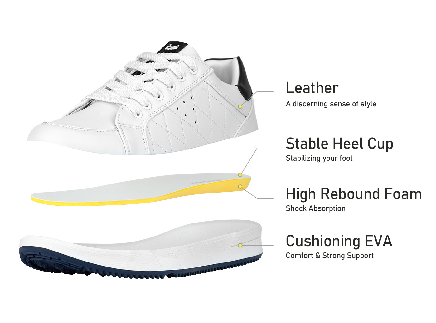 Goating Player G2 Men's Professional Leather Golf Shoes  / White