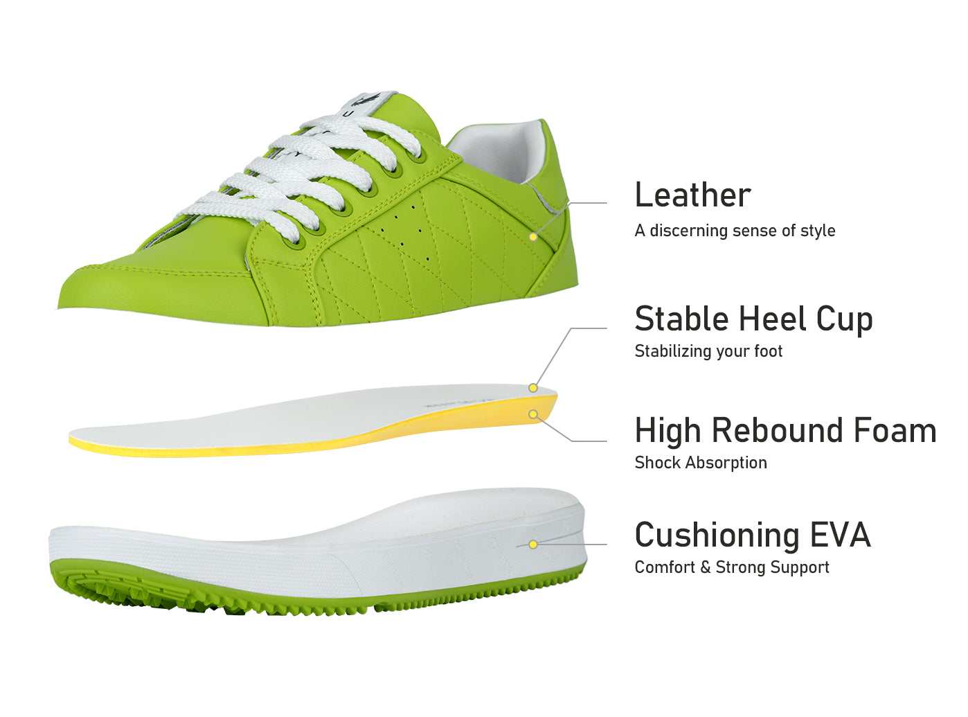 Goating Player G2 Men's Professional Leather Golf Shoes / Green