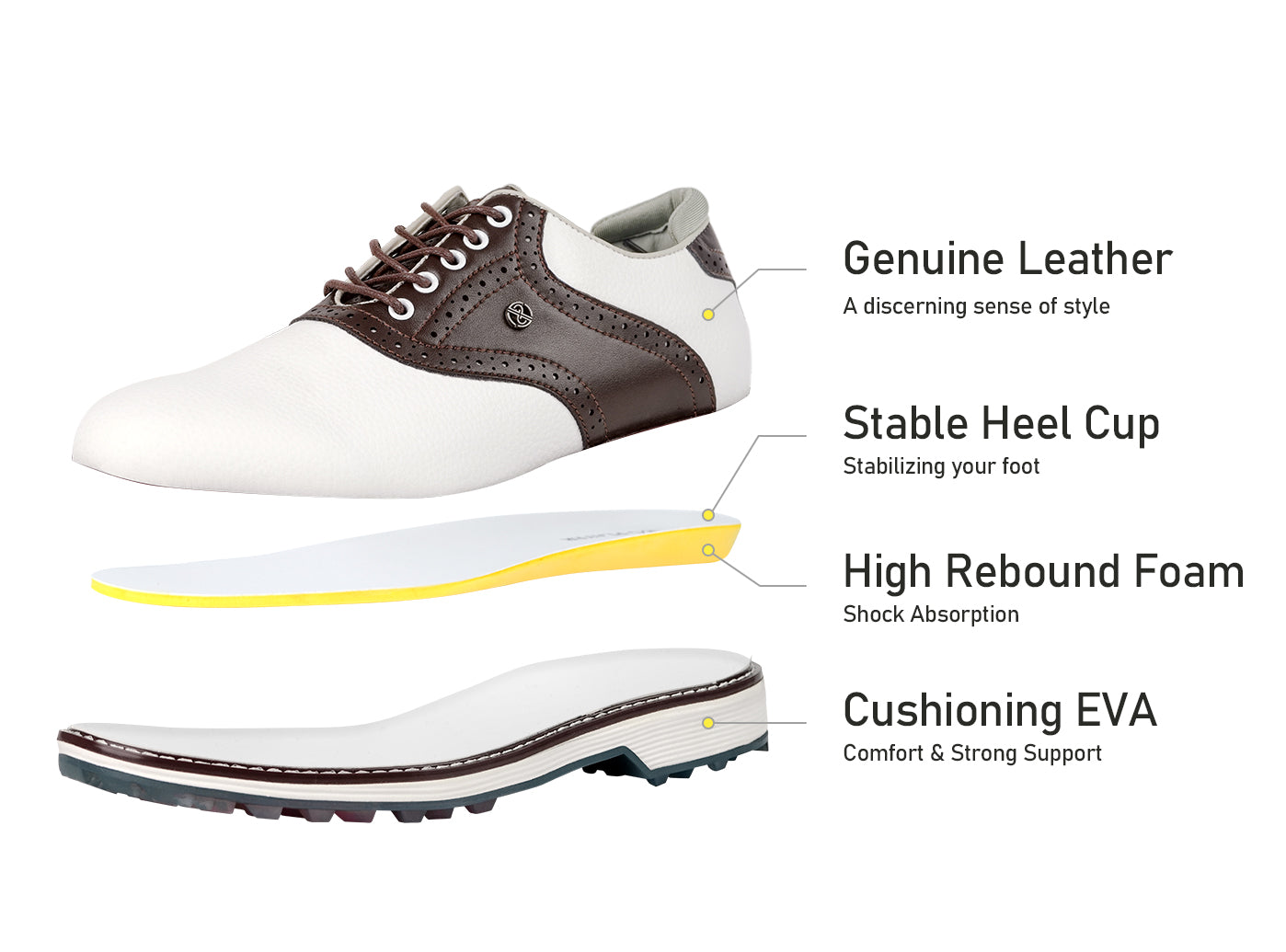 Goating Player G3 Men's Professional Spikeless Golf Shoes / Brown