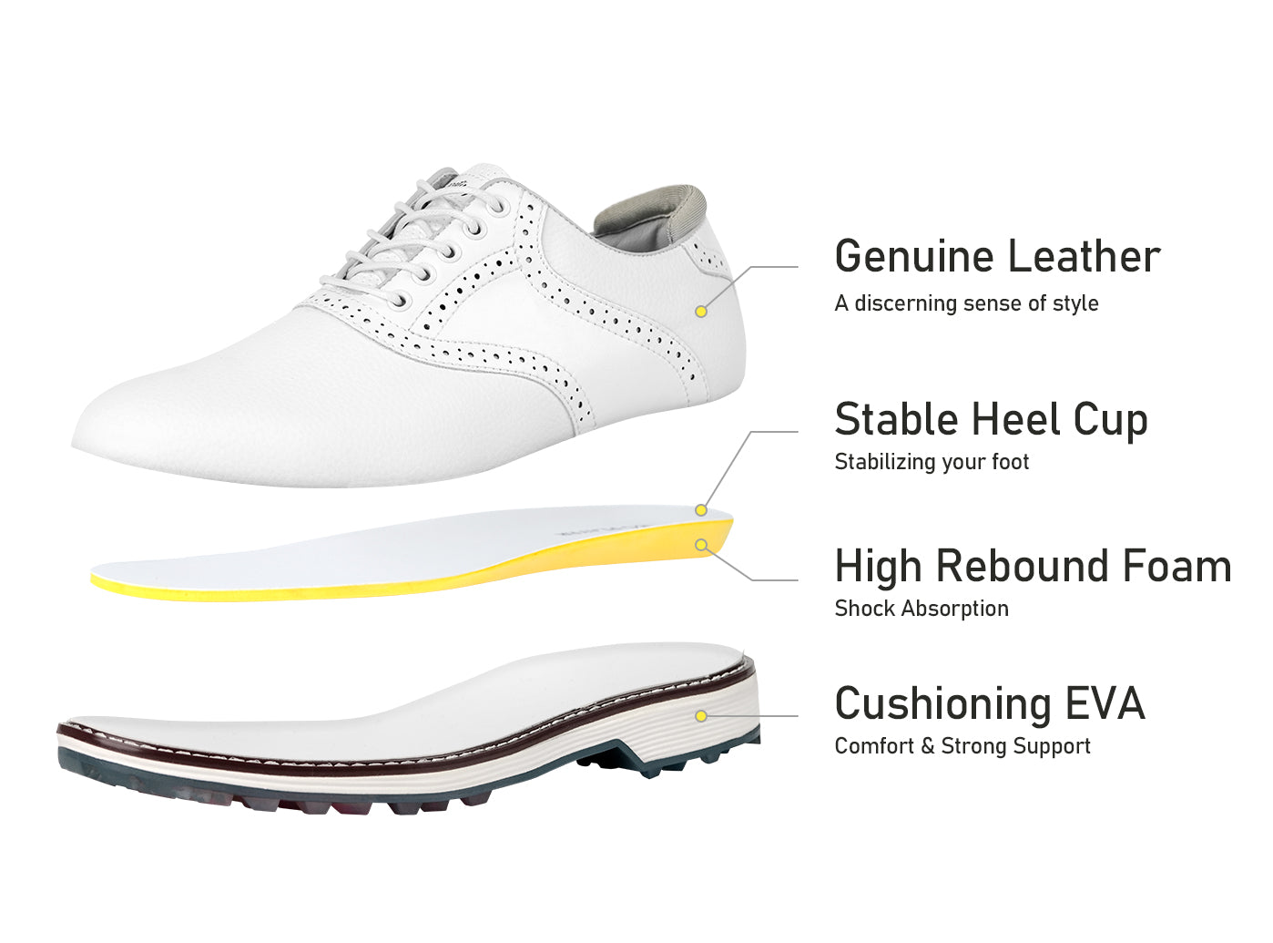 Goating Player G3 Men's Professional Spikeless Golf Shoes / White