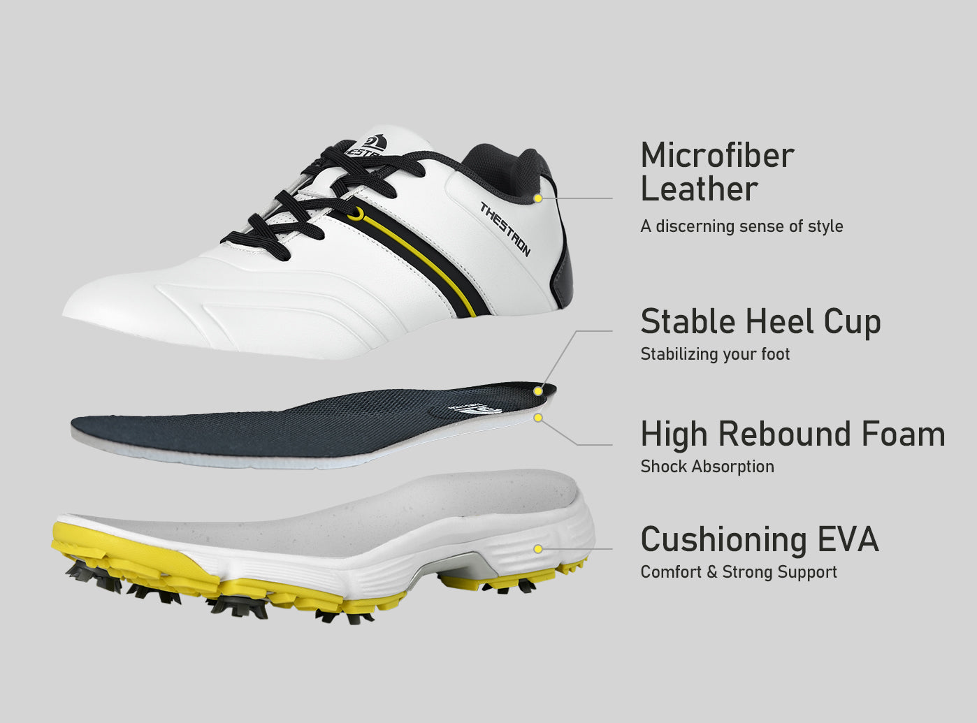 Goating Player G517 Men's Professional Spikes Golf Shoes / Yellow