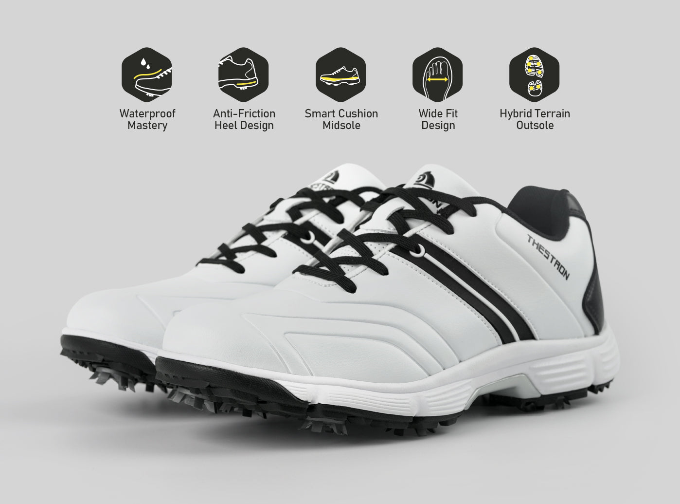 Goating Player G517 Men's Professional Spikes Golf Shoes / White