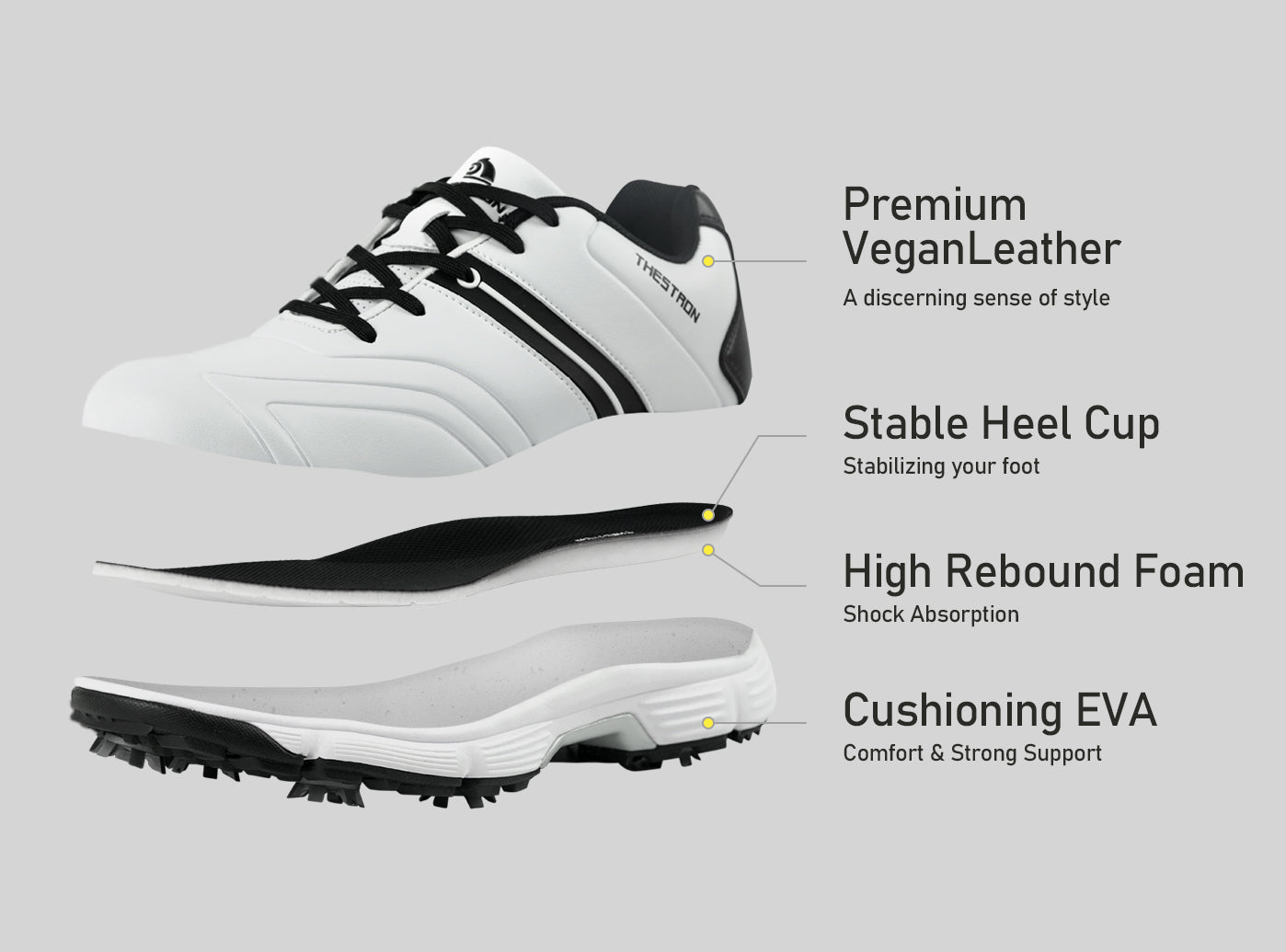 Goating Player G517 Men's Professional Spikes Golf Shoes / White