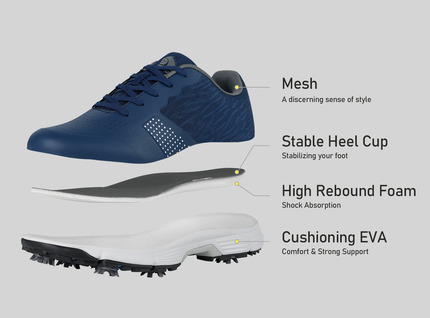 Goating Player G615 Men's Professional Spikes Golf Shoes / Blue