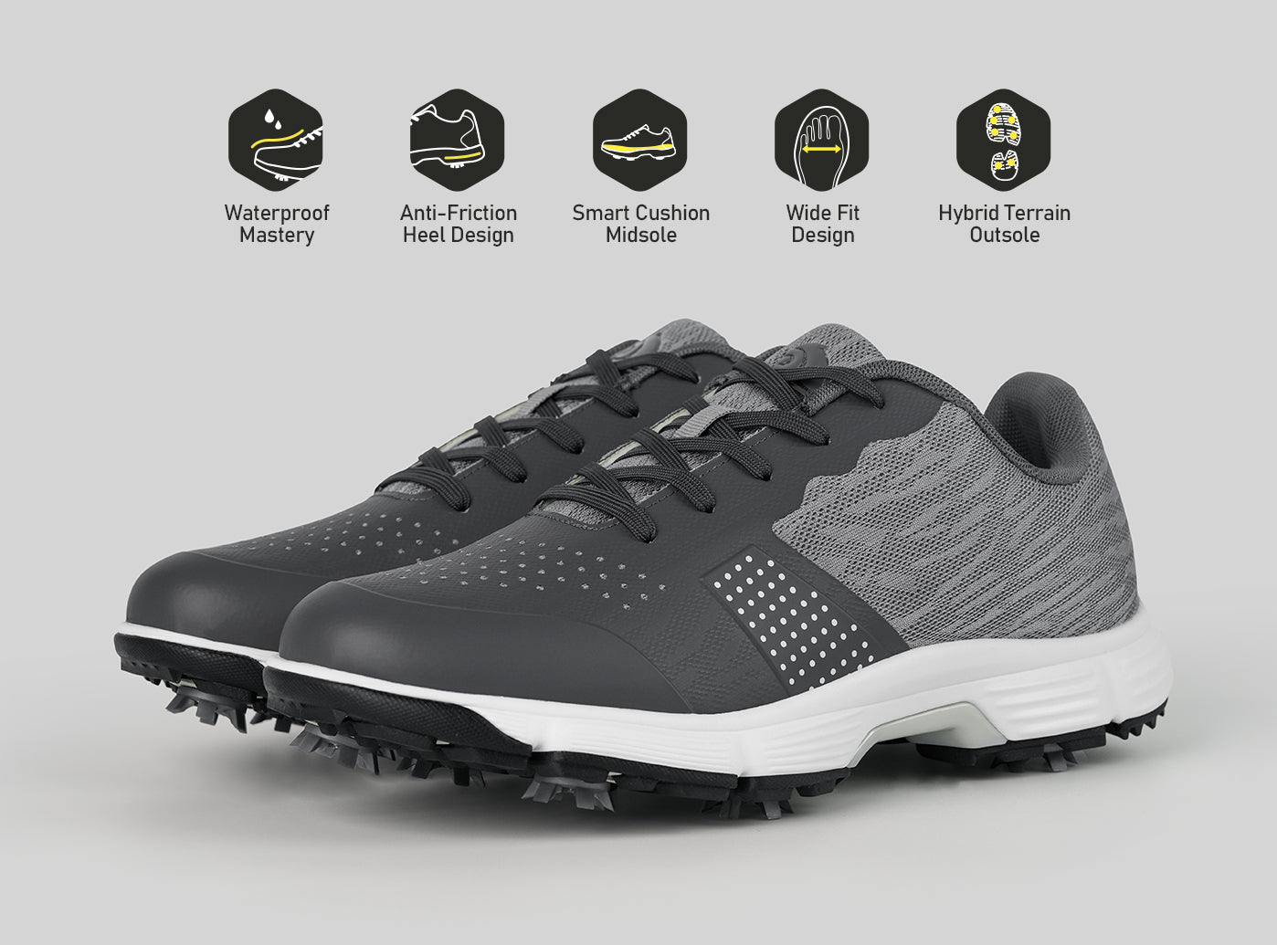 Goating Player G615 Men's Professional Spikes Golf Shoes / Dark Grey