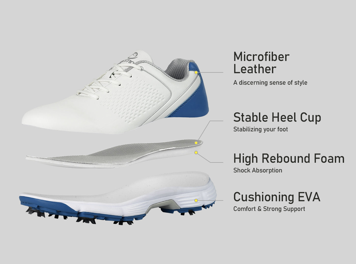 Goating Player G617 Men's Professional Spikes Golf Shoes / Blue