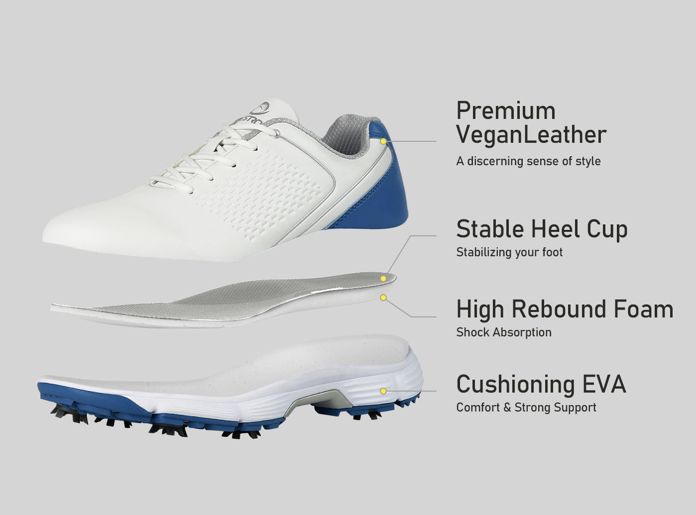 Goating Player G617 Men's Professional Spikes Golf Shoes / Blue
