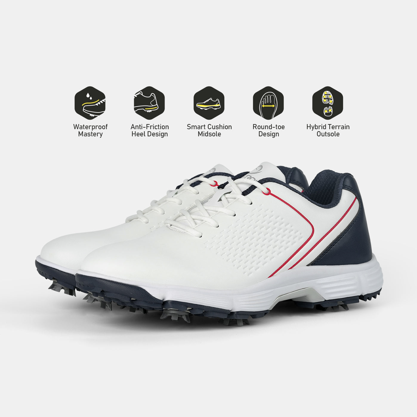 G617 Men's Professional Spikes Golf Shoes / White-Blue