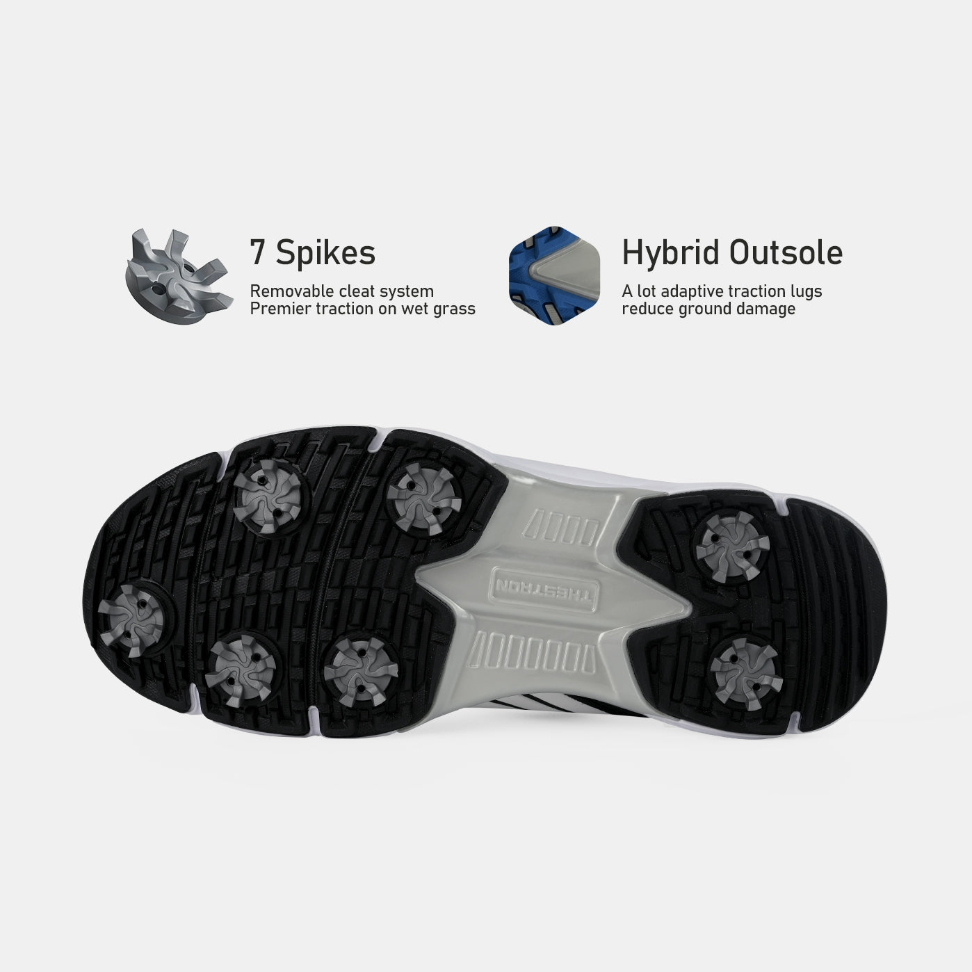 G617 Men's Professional Spikes Golf Shoes / White-Black
