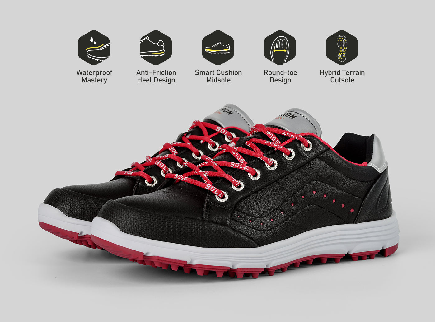 Goating Player G718 Men's Breathable Spikeless Golf Shoes / Black