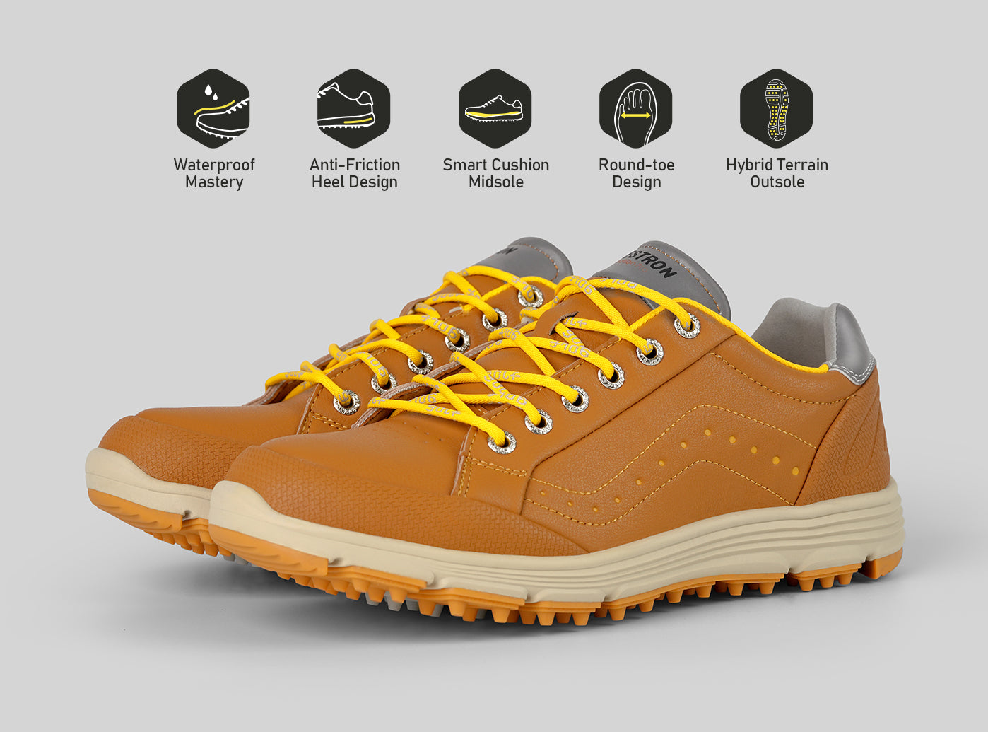 Goating Player G718 Men's Breathable Spikeless Golf Shoes / Brown