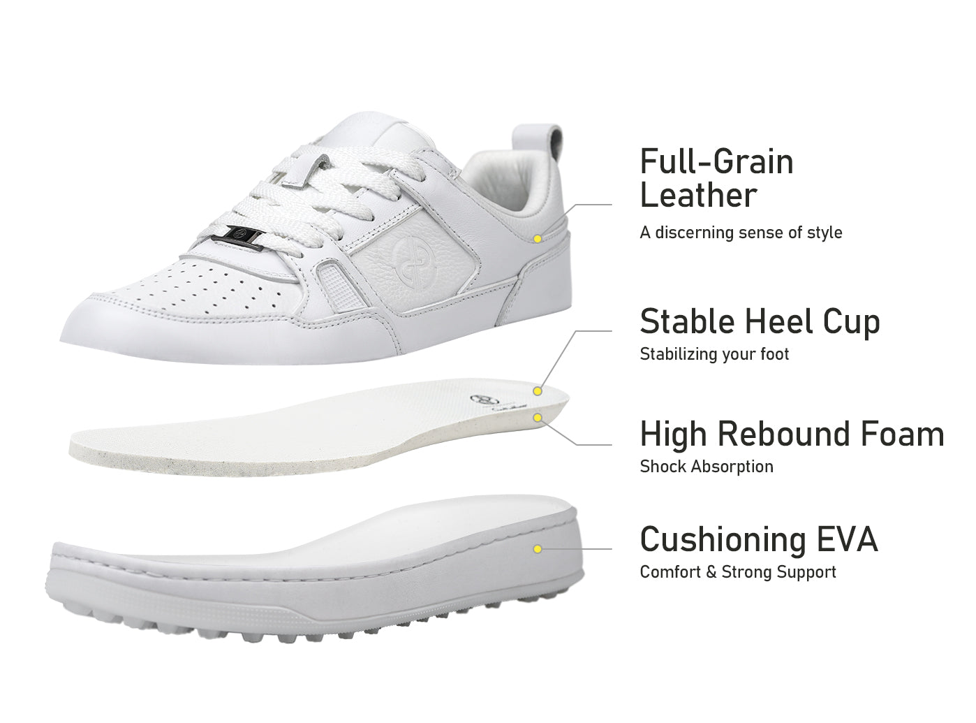Goating Player P101 Splikeless Golf Shoes/White