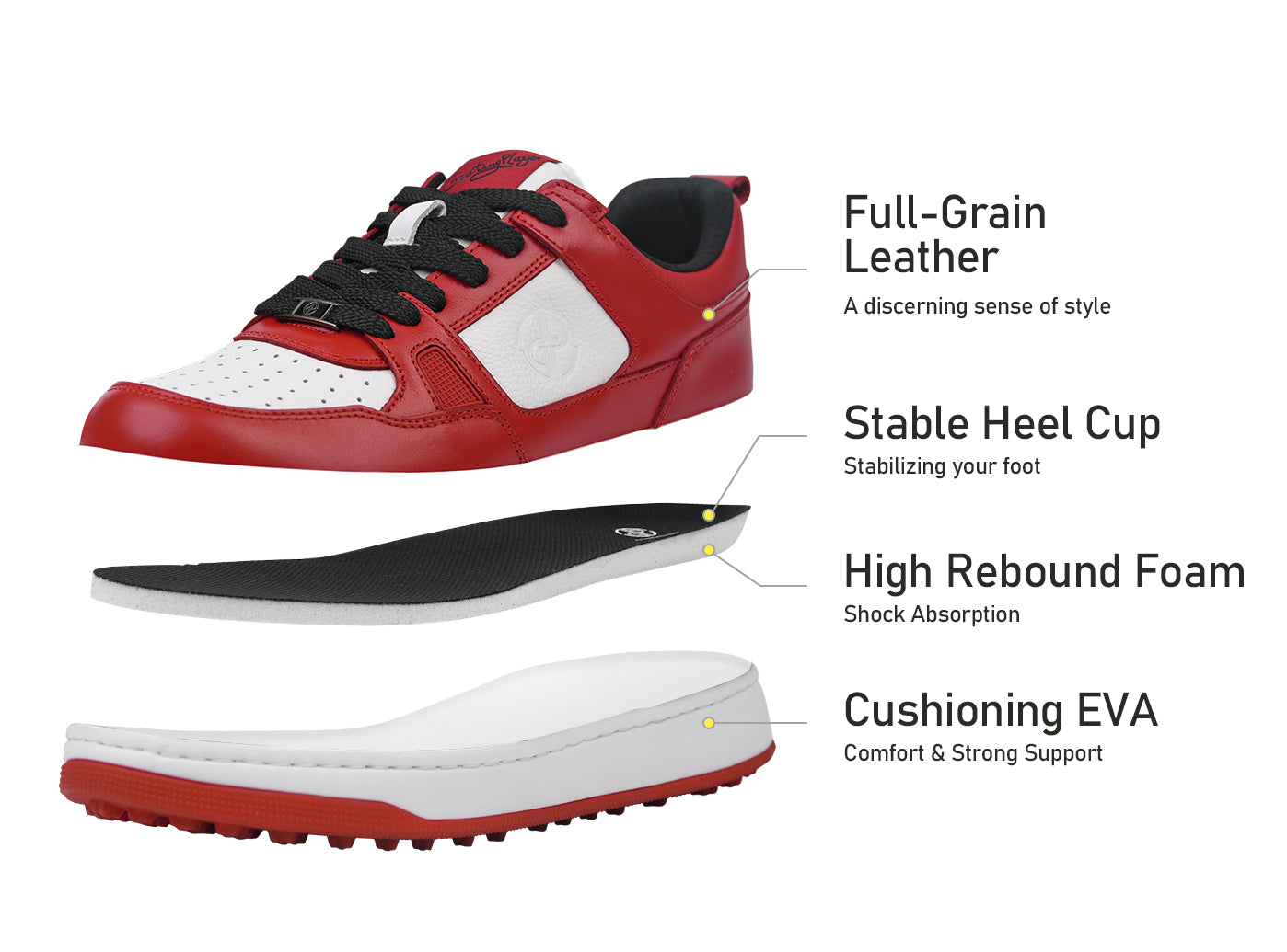 Goating Player P101 Splikeless Golf Shoes/Red
