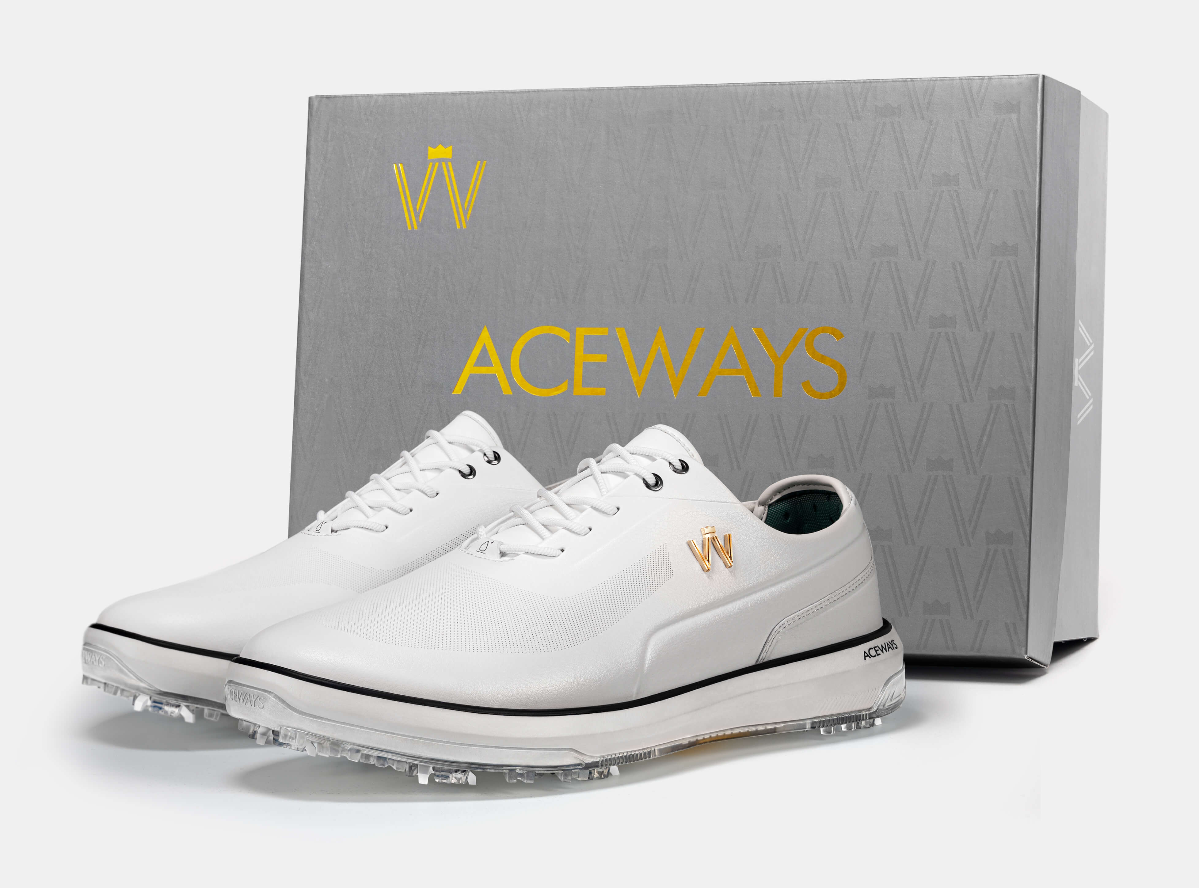 Aceways Magic Men's Wide-Fit Waterproof Spiked Golf Shoes – Ivory White | Tour-Proven Grip
