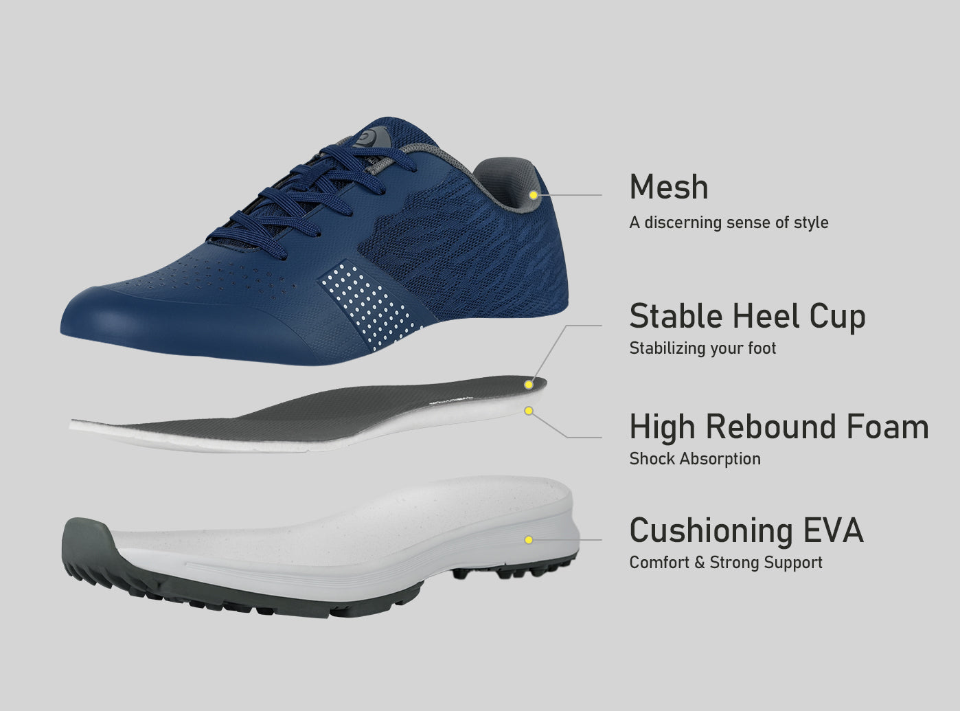 Goating Player MX515 Men's Breathable Spikeless Golf Shoes /  Blue