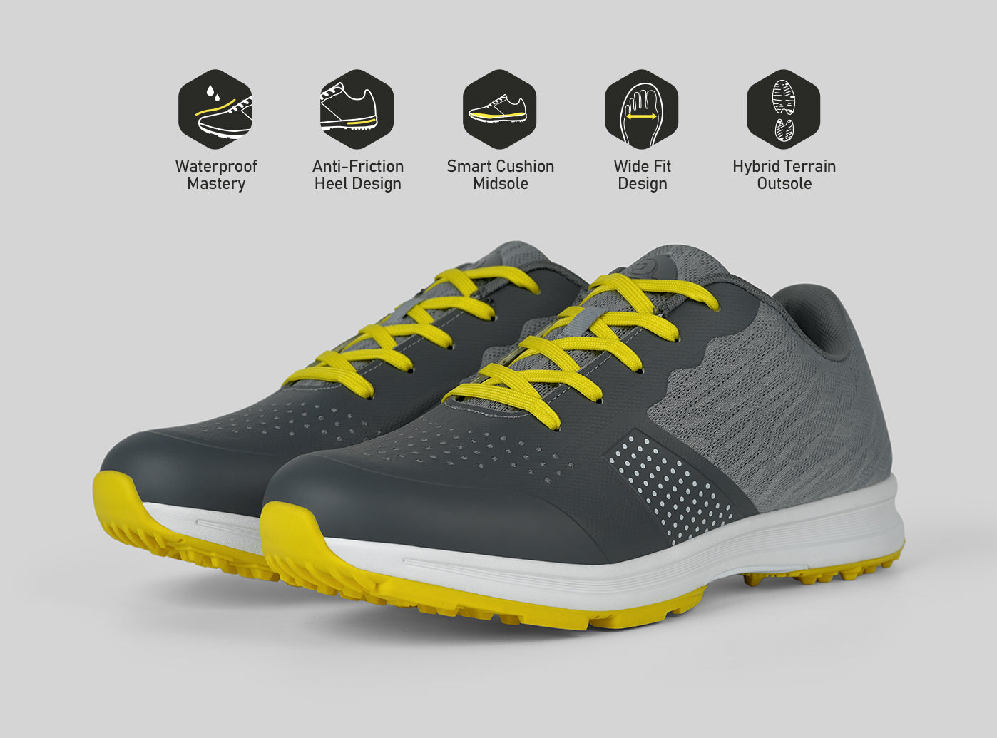 Goating Player MX515 Men's Breathable Spikeless Golf Shoes /  Yellow