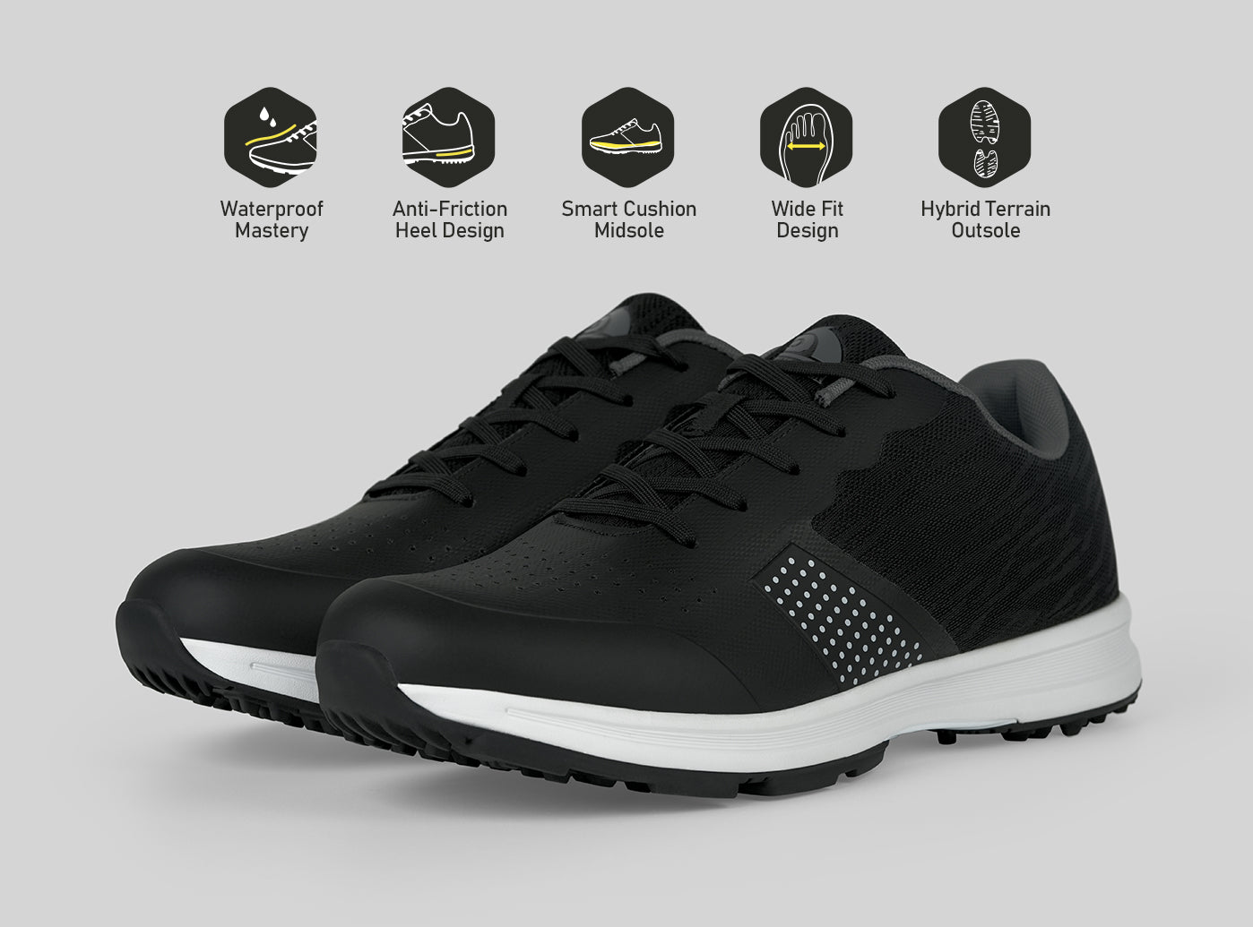 Goating Player MX515 Men's Breathable Spikeless Golf Shoes /  Black