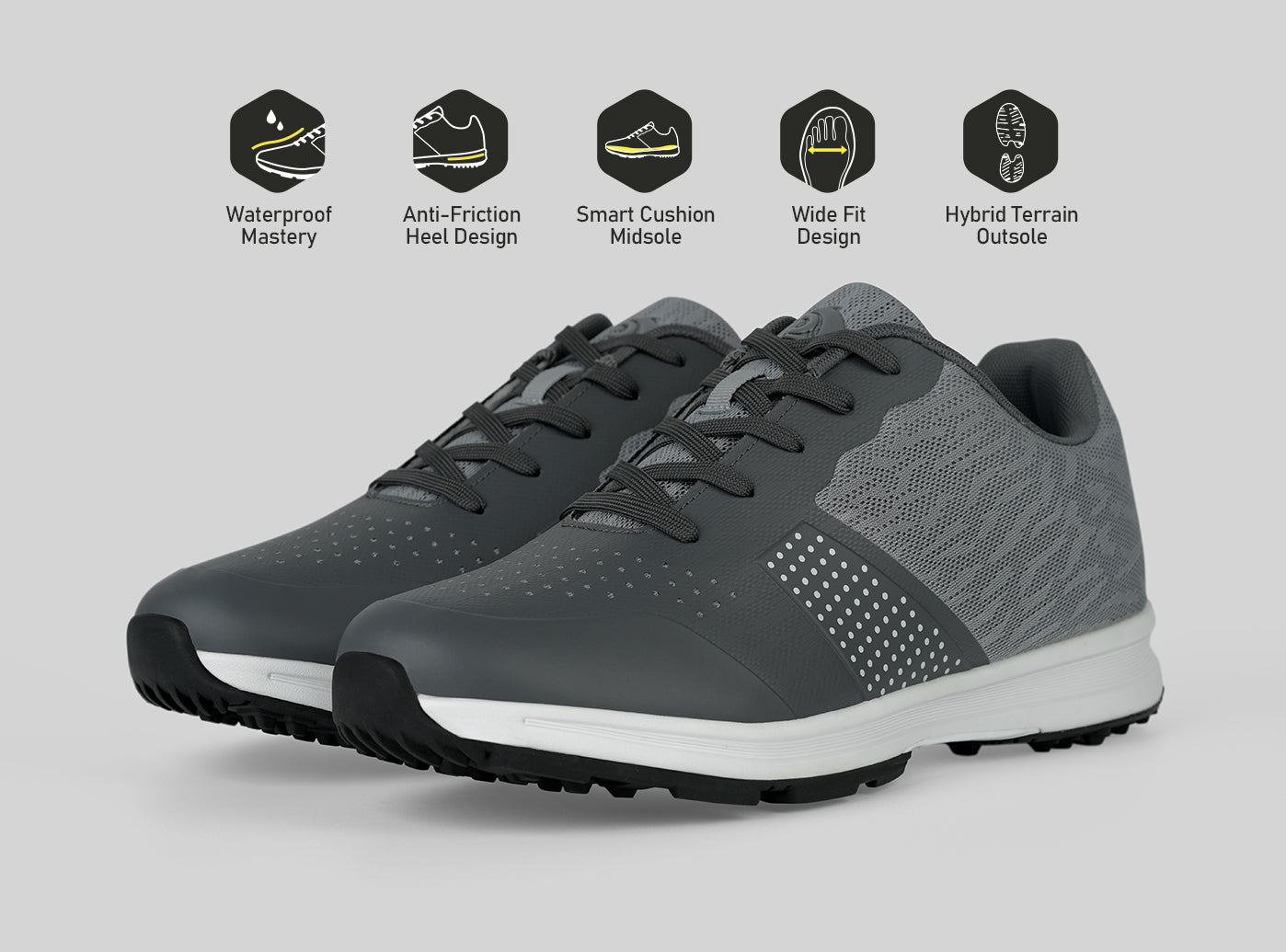 Goating Player MX515 Men's Breathable Spikeless Golf Shoes /  Grey